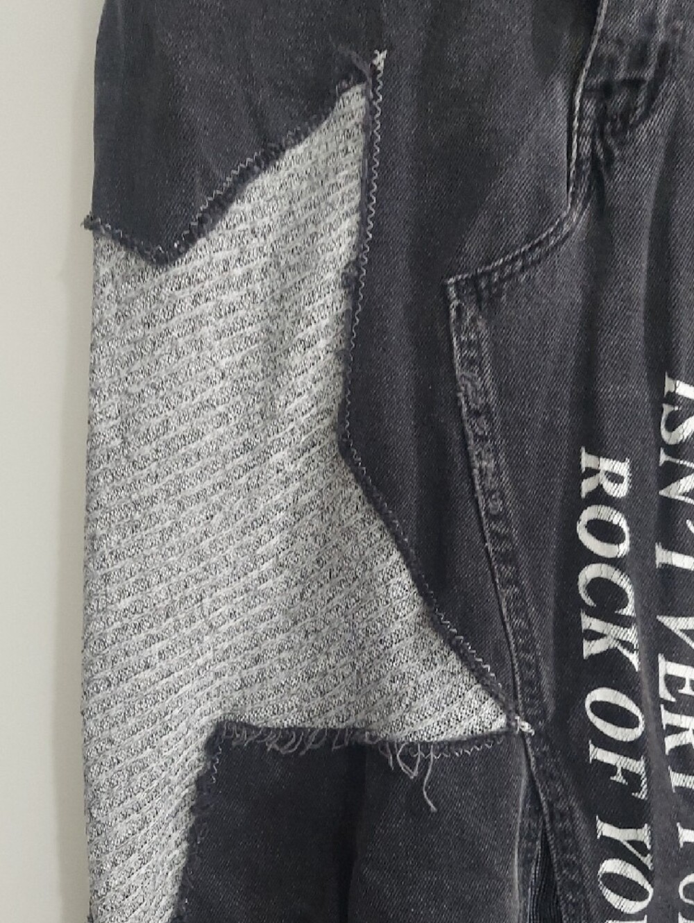 Black Patchwork Maxi Skirt with Star & Text Details - Picture 5 of 10